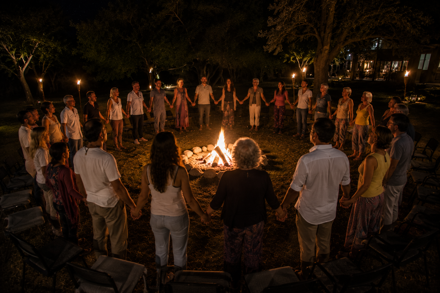 Participantes del retiro holístico de counseling disfrutando experiencias de sanación y bienestar