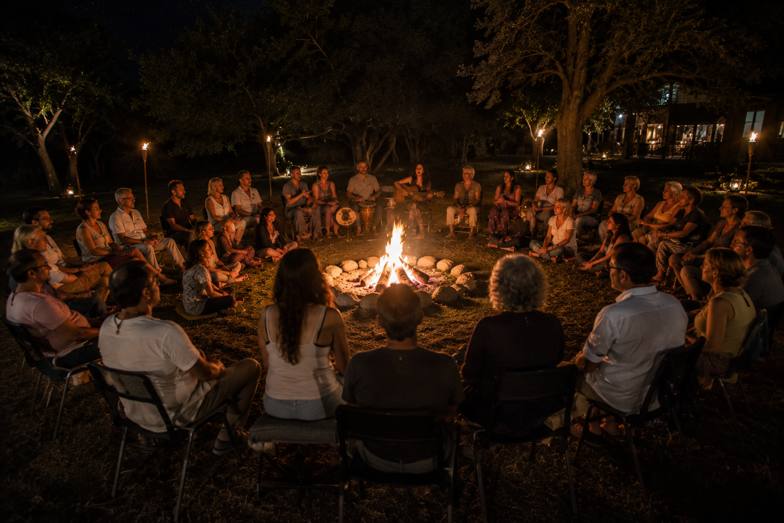 Participantes del retiro holístico de counseling disfrutando experiencias de sanación y bienestar
