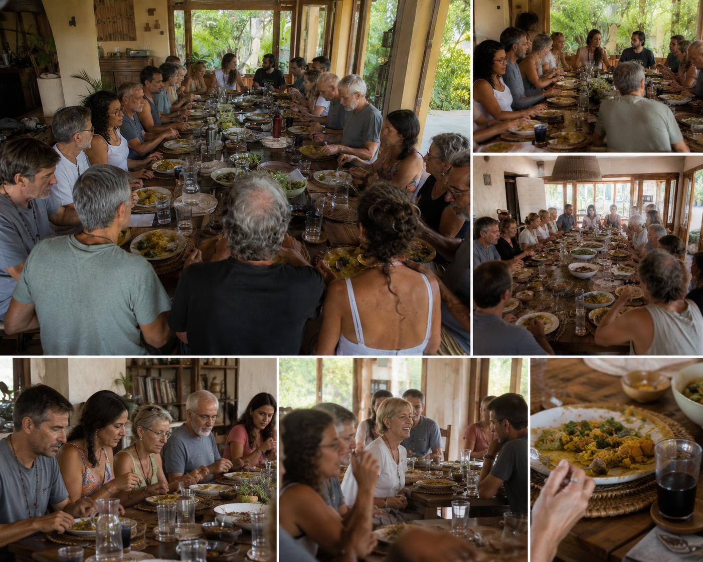 Participantes del retiro holístico de counseling disfrutando experiencias de sanación y bienestar